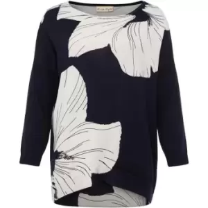 Image of Phase Eight Linda Flower Print Knit - Blue