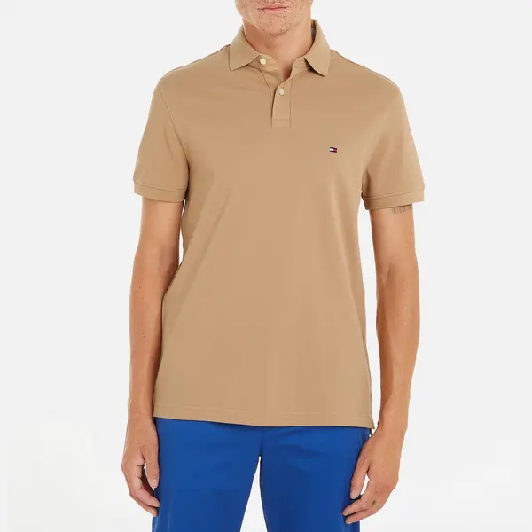 Image of Tommy Hilfiger 1985 Regular Cotton-Blend Polo Shirt - L Beige Tops male MW0MW17770RBL L