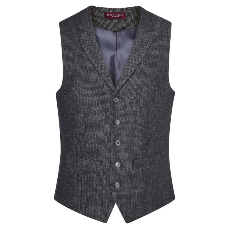 Image of Brook Taverner Brook Taverner Men Memphis Waistcoat in Dark Grey Size: Small Dark Grey S Male 5059000838927