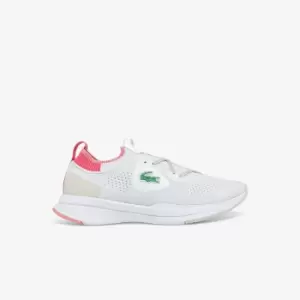 Image of Lacoste Womens Run Spin Knit Textile Trainers Size 3 UK White & Pink