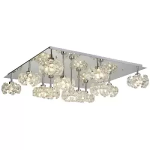 image of Luminosa Beluga Square 13 Light G9 Flush Light With Polished Chrome Square And Crystal Shade