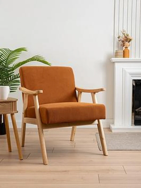 Image of SO'HOME Mid Century Corduroy Chair rust ONE SIZE