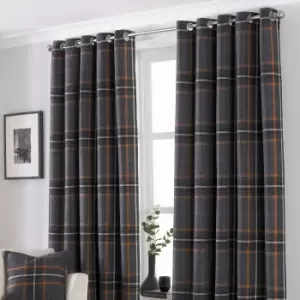 Image of Riva Home Aviemore Checked Pattern Ringtop Curtains (46 x 54" (117 x 137cm)) (Rust)