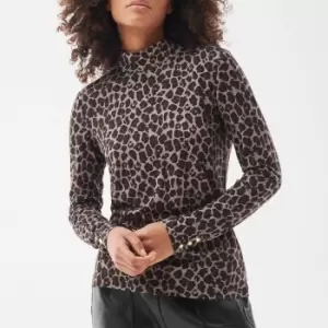Image of Barbour International Aprila Leopard Lyocell-Blend Turtleneck Top - UK 10