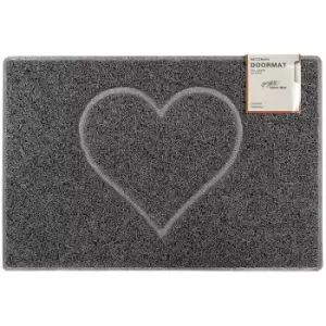 image of Heart Large Embossed Doormat in Grey with Open Back - size Large (90*60cm) - color