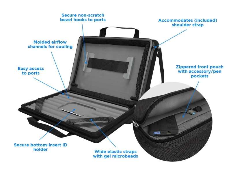 Image of Max Cases MAXCases Explorer 5 Work-In Case w/Pocket 11" w/ Shoulder Strap (Black) MCEB5P11BLK
