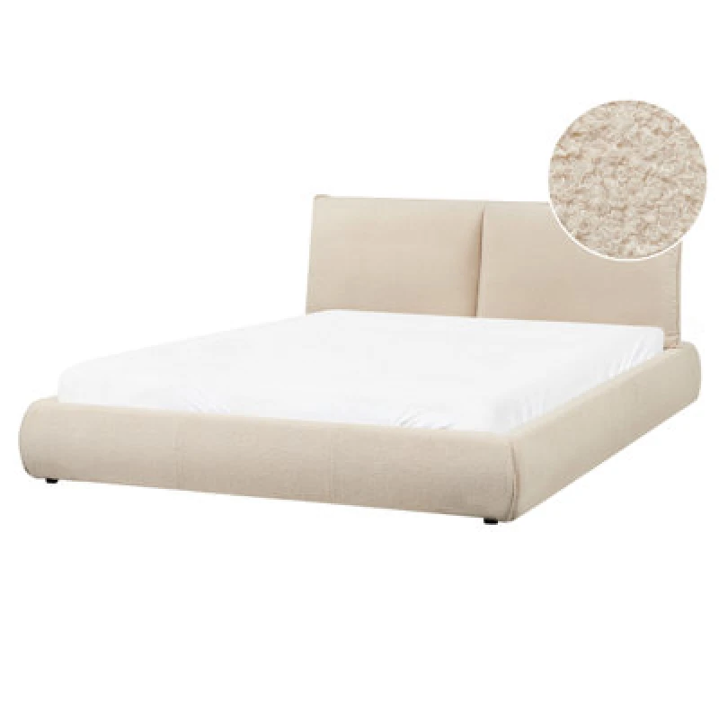 Image of Beliani Bed Boucle Vinay 160 X 200 Cm (Eu King Size) Light Beige