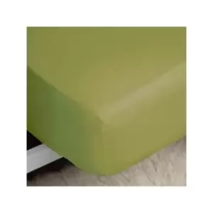 Image of Belledorm Easycare Polycotton Percale 200 Thread Count 11" Deep Fitted Sheet, Olive, Super King