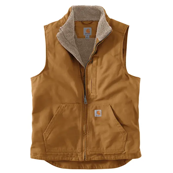 image of Carhartt Duck Mock Neck Vest, brown, Size 2XL