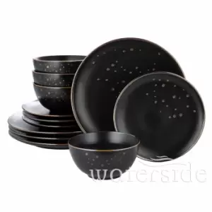 image of 12 Piece Ebony and Gold Dinner Set