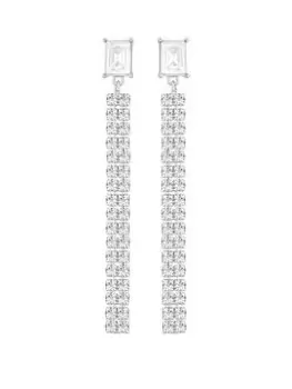 Image of Lipsy Silver Baguette Diamante Drop Earrings