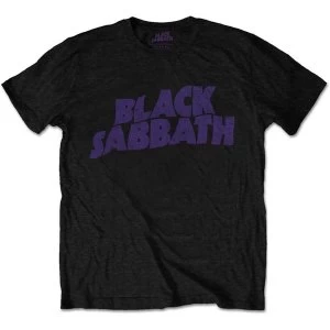 image of Black Sabbath - Wavy Logo Vintage Mens XXX-Large T-Shirt - Black