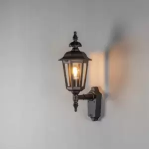 image of Pallas Outdoor Classic Lantern Up Wall Light - Matt Black, IP23