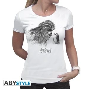 Image of Star Wars - Chewbacca Porg Women'S Large T-Shirt - White