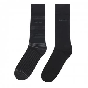 Image of Hugo Boss 2 Pack Stripe Socks Black/Grey