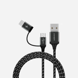 image of Momax ZERO 2-in-1 Type-C & Micro-USB cable (1m) DTC11D - Black