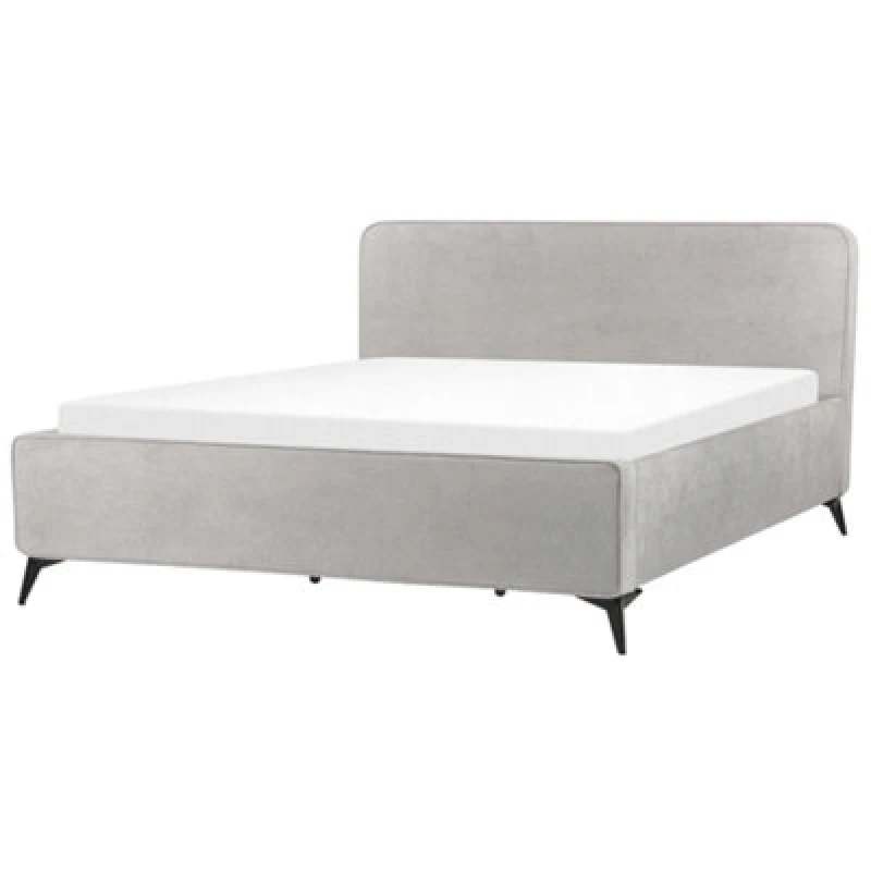 Image of Beliani Bed Fabric Valognes 180 X 200 Cm (Eu Super King) Light Grey