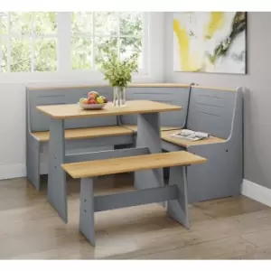 Image of Latham Corner Wooden Dining Table - Grey & Honey V2