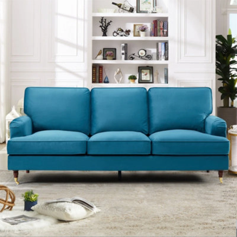 Image of Artemis Home Woodbury 218cm Wide 3 Seat Velvet Fabric Sofa in Teal Teal Unisex