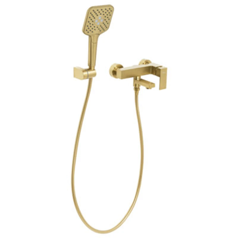 Image of Beliani Wall Mounted Bath Shower Mixer Tap Tarapoto Gold