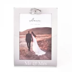 Image of Amore 2 Tone Silver Frame with Rings Icon "Mr & Mrs" 5" x 7"