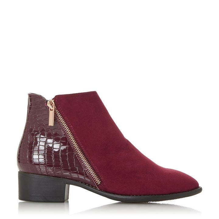 image of Head Over Heels by Dune Maroon 'Pera' Block Heel Ankle Boots - 3