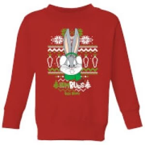 Image of Looney Tunes Bugs Bunny Knit Kids Christmas Sweatshirt - Red - 7-8 Years
