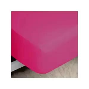 Image of Belledorm Easycare Polycotton Percale 200 Thread Count 11" Deep Fitted Sheet, Fuchsia, Single