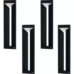 Image of 4 PACK IP54 Outdoor Bollard Light Modern Black Aluminium 10W LED Lamp Post