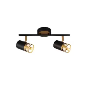 Image of Phelps 2 Light Linear Bar SpotFitting GU10, Black, Painted Gold