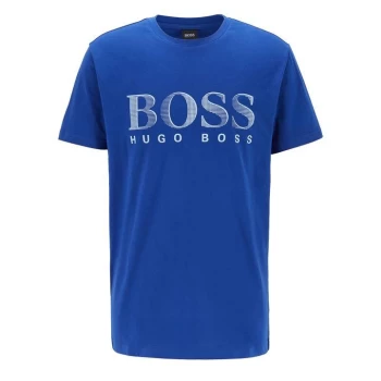 image of Hugo Boss Crew Neck Large Logo T-Shirt Blue Size L Men