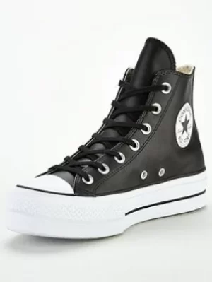 Converse Chuck Taylor All Star Leather Lift Platform Hi, Black/White, Size 3, Women