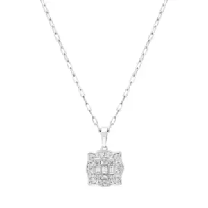 Image of 18ct White Gold 0.42ct Diamond Baguette Cut Cluster Pendant
