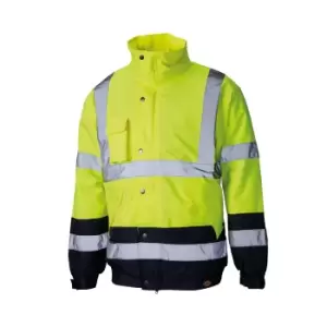 Image of Dickies Mens Hi Vis Two Tone Pilot Jacket (XXXXL) (Yellow/Navy)
