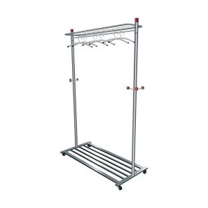 Image of Coat and Garment Rack Mobile 4 Wheels Shelves Capacity 40 50 Hangers