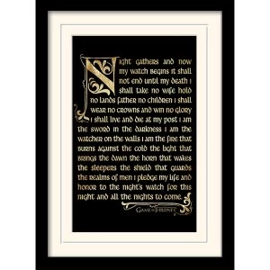 image of Game of Thrones - Season 3 - Nights Watch Oath Mounted & Framed 30 x 40cm Print