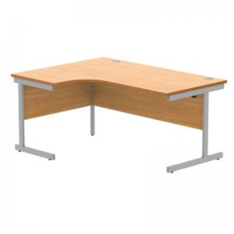 Image of Astin Radial Left Hand SU Cantilever Desk 1600x1200x730mm Norwegian Beech/Silver KF824084