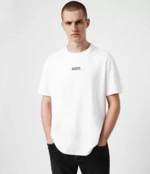 Image of AllSaints Mens Opposition Crew T-Shirt, Optic White, Size: S