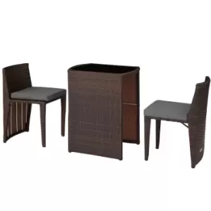 Tectake Hamburg Rattan Garden Bistro Set - Brown/Grey