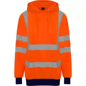 image of Pro RTX High Visibility Unisex Adults Reflective Hoodie (L) (Orange/Navy) - Orange/Navy