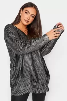 Image of Foil Print V-Neck Jumper
