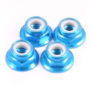 Fastrax M4 Blue Aluminium Flanged Thin Locknuts