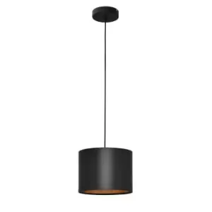 Image of Alba Cylindrical Pendant Ceiling Light Black, Gold 20cm