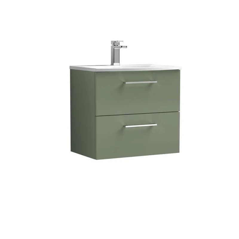Image of Balterley Bathroom 2 Soft Close Drawer Wall Hung Vanity Unit Basin, Green, 600mm in Green Green Unisex