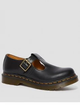 Image of Dr Martens Polley T Bar Flat Shoe, Black, Size 6, Women
