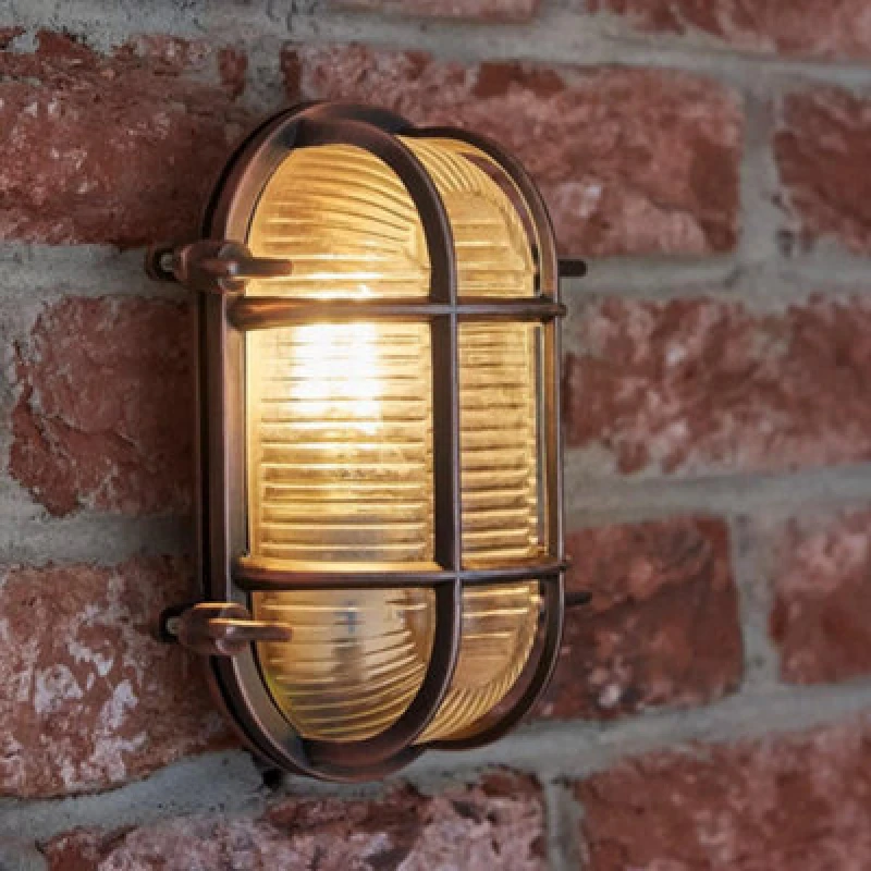 Image of ValueLights ValueLights Bow Oval Bulkhead IP64 Outdoor Garden Wall Light with Warm White Bulb in Copper Copper One Size Unisex 5016529016113