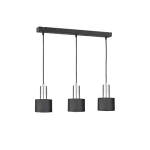 image of Luce Bar Pendant Ceiling Light Black, Silver, 60cm, 3x E27