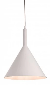 image of 1 Light Dome Ceiling Pendant White with White Inside, E27