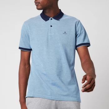 image of GANT Mens Oxford Pique Polo Shirt - Powder Blue - S