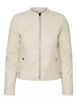 image of Vero Moda VMLOVE womens Leather jacket in Beige - Sizes S